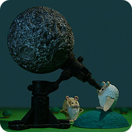 クレイアニメ Pua&Tiku　望遠鏡　月球儀